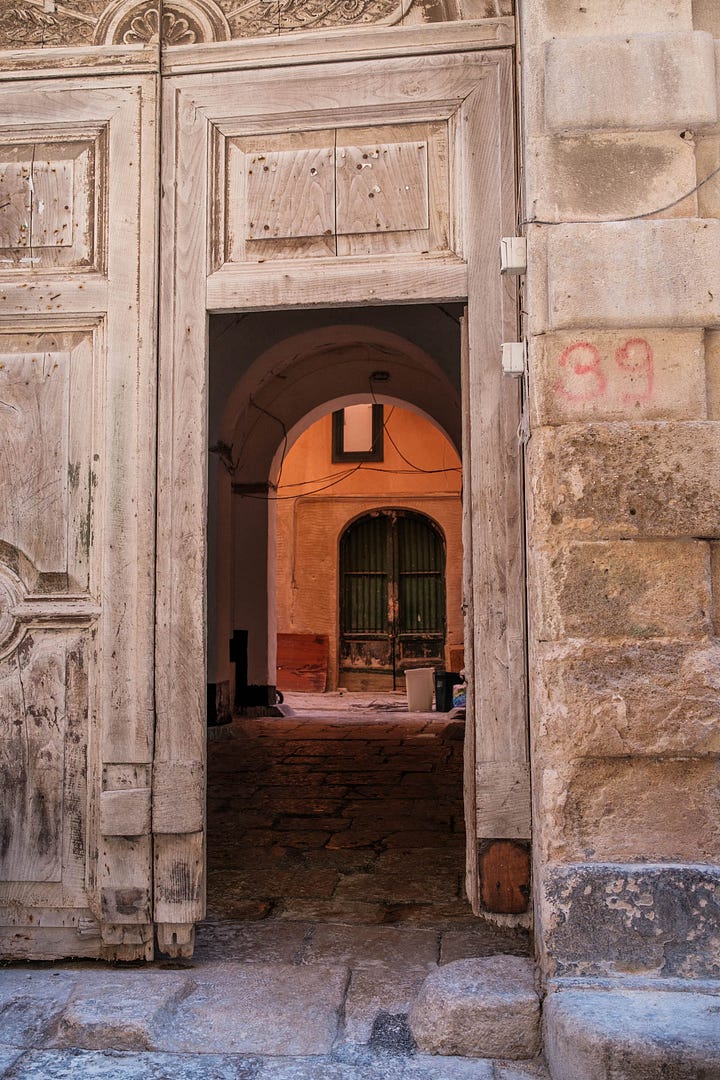 Views through doorways into hidden spaces and courtyards