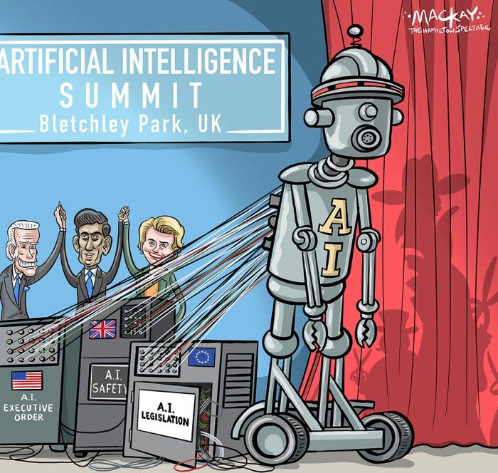 Global efforts in the US, UK, and the EU aim to regulate AI responsibly, but face criticism and challenges in addressing both immediate and long-term risks while balancing innovation and control.
