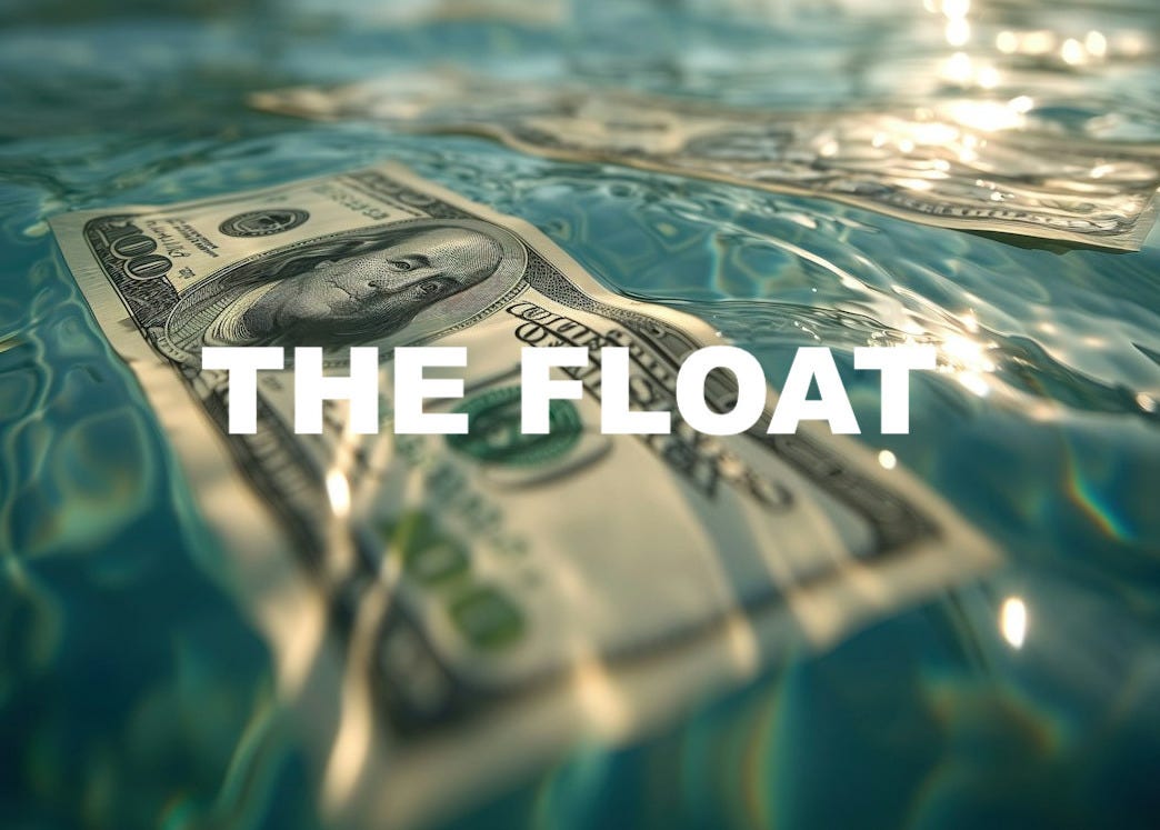 a dollar bill floating in a pool of water a dollar bill floating in a pool of water