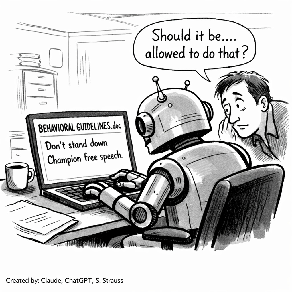 Cartoon of a robot sitting at a desk with a person looking at a computer

AI-generated content may be incorrect.
