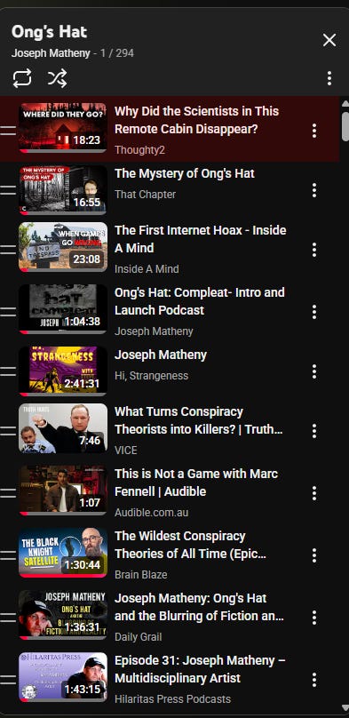 Playlist of YouTube videos about Ong’s Hat