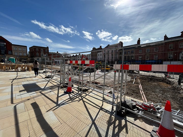 Chesterfield outdoor market and Market Hall.