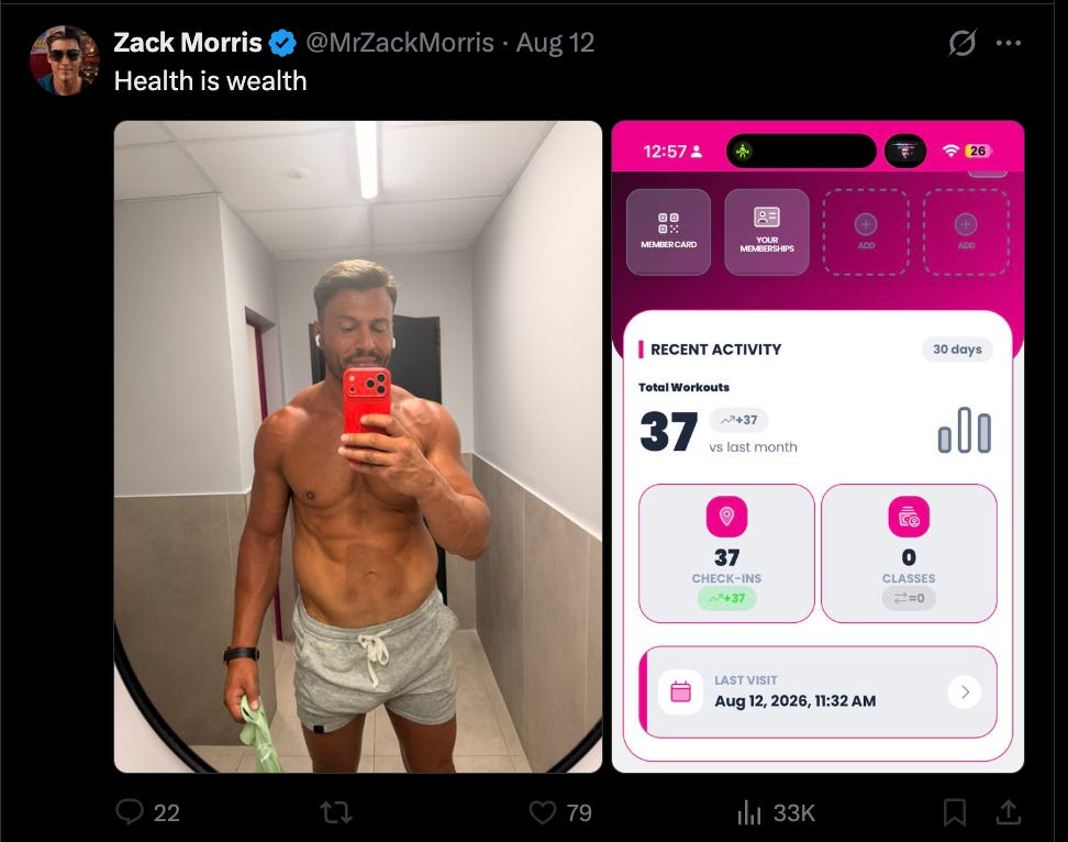 An example of Constaninescu’s many gym tweets. An example of Constaninescu’s many gym tweets.