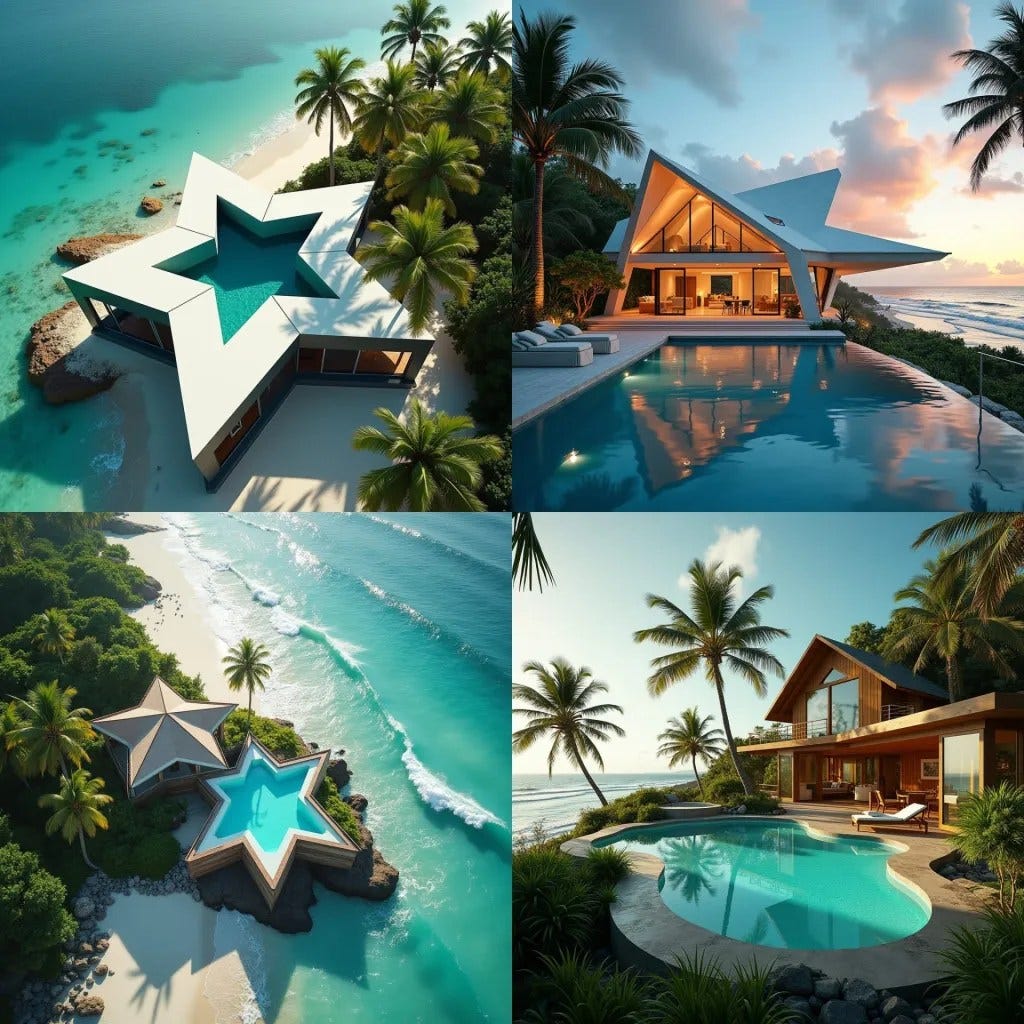 A luxurious, modern prefab house in Jamaica, shaped like a star