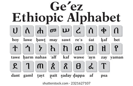 Ethiopic Alphabet Letters Vector Illustration Geez Stock Vector (Royalty  Free) 2321627107 | Shutterstock