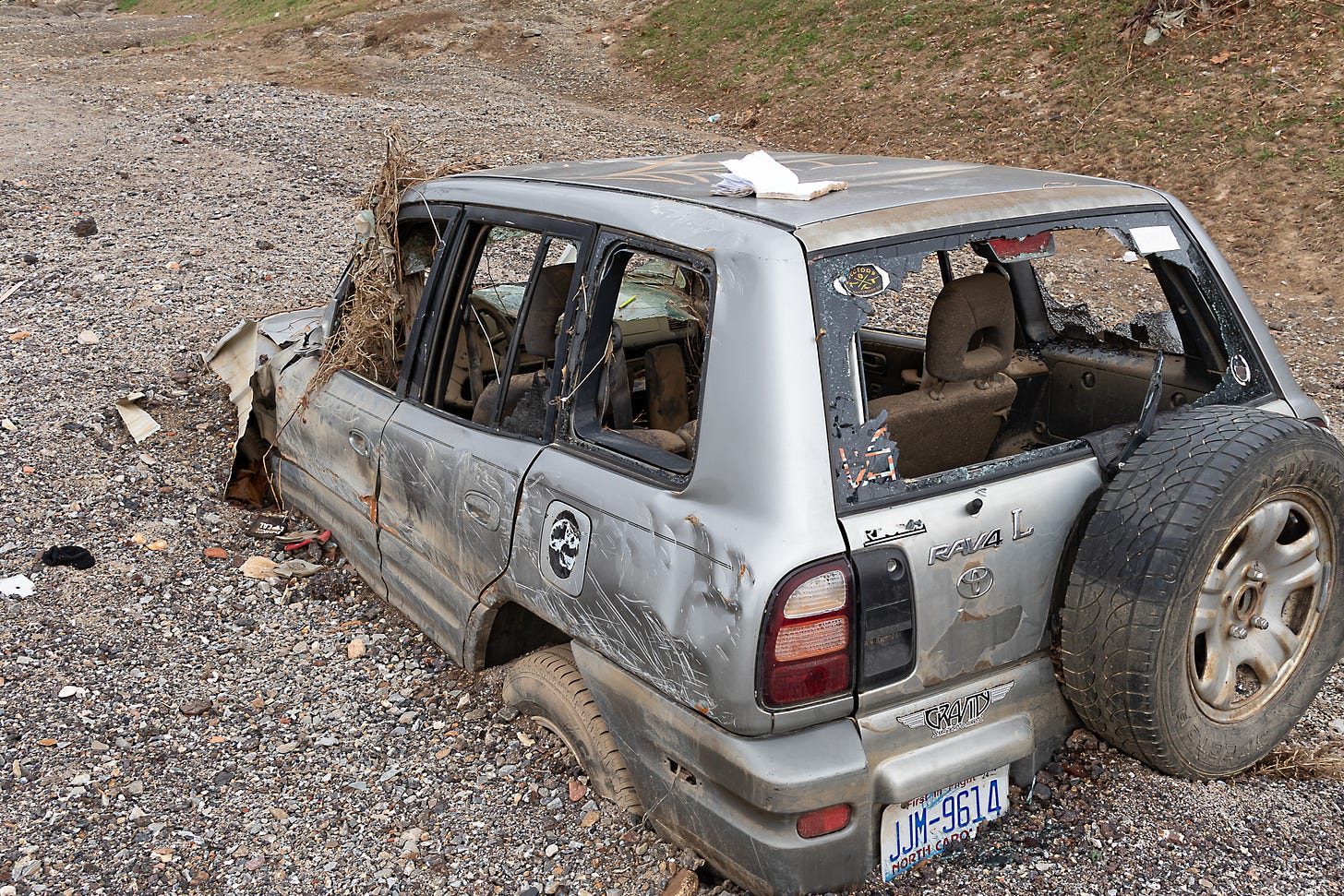 Smashed RAV-4 in the River Arts District Smashed RAV-4 in the River Arts District
