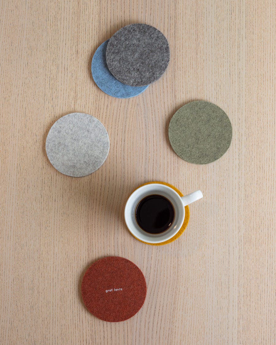 Merino Wool Round Coaster Multi 6 Pack in Rainbow | Graf Lantz