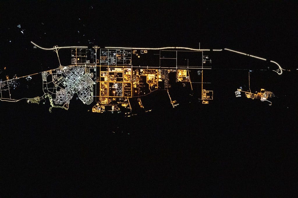 The city lights of Yanbu, Saudi Arabia. The city lights of Yanbu, Saudi Arabia.