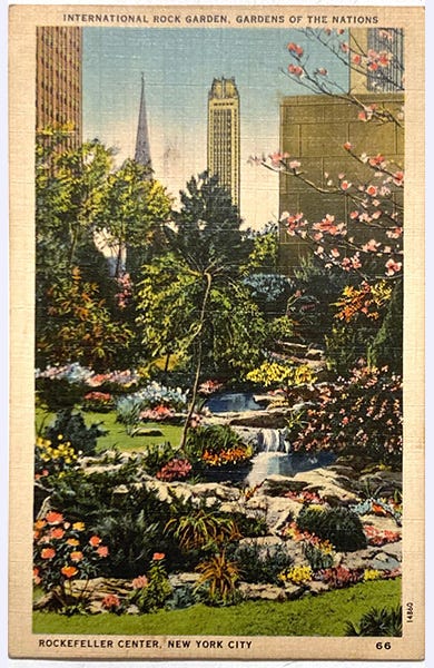 vintage Postcards of Gardens on The Rockefeller Center