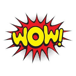 Comicbook looking WOW! in yellow with a red splat behind it Comicbook looking WOW! in yellow with a red splat behind it