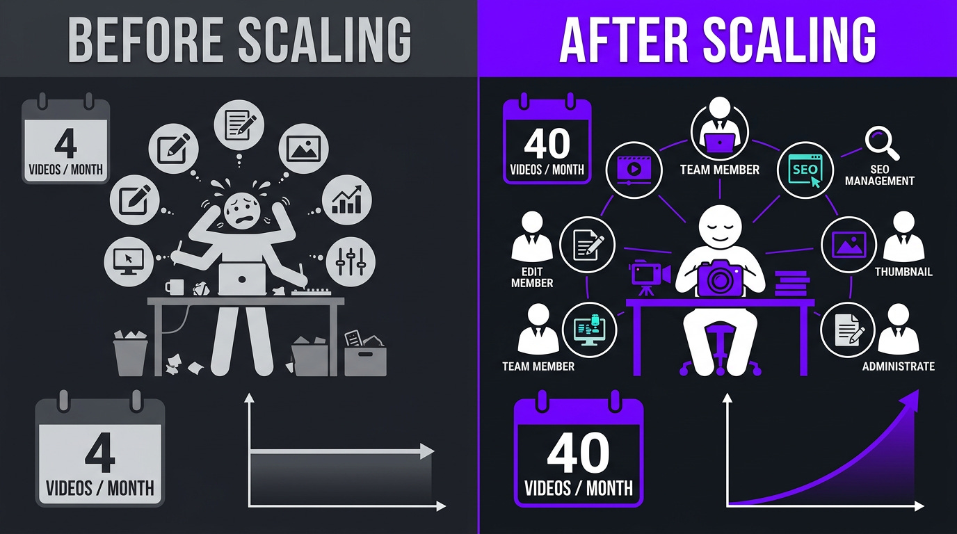 How to Scale YouTube Content Production: From 4 to 40 Videos/Month | Remote  Video Editing Agency | Color Grading | Editorial | Post Production | Motion  Graphic | Animation