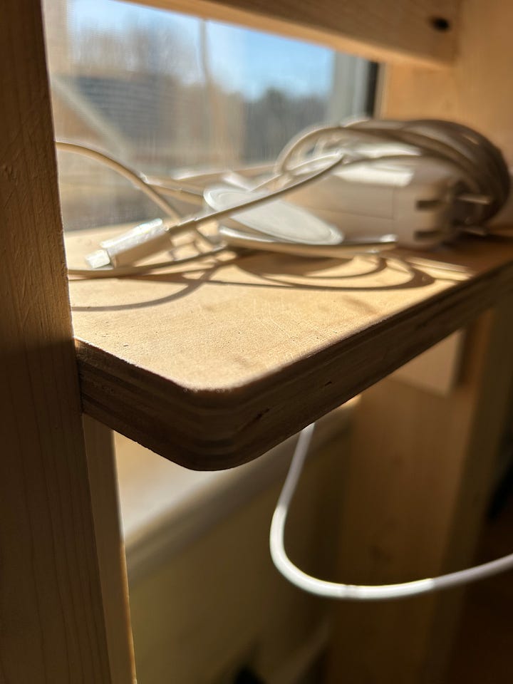 easy diy charger shelf sanded edges