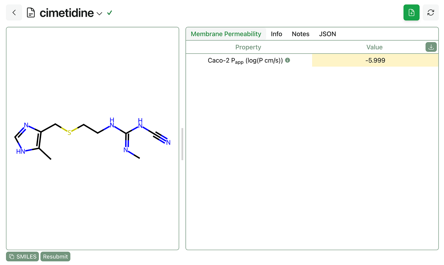 Membrane permeability results with cimetidine Membrane permeability results with cimetidine