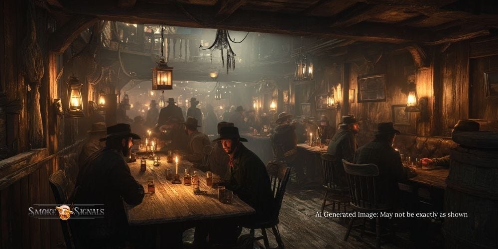 1800s saloon where whiskey drinkers risked fake spirits.