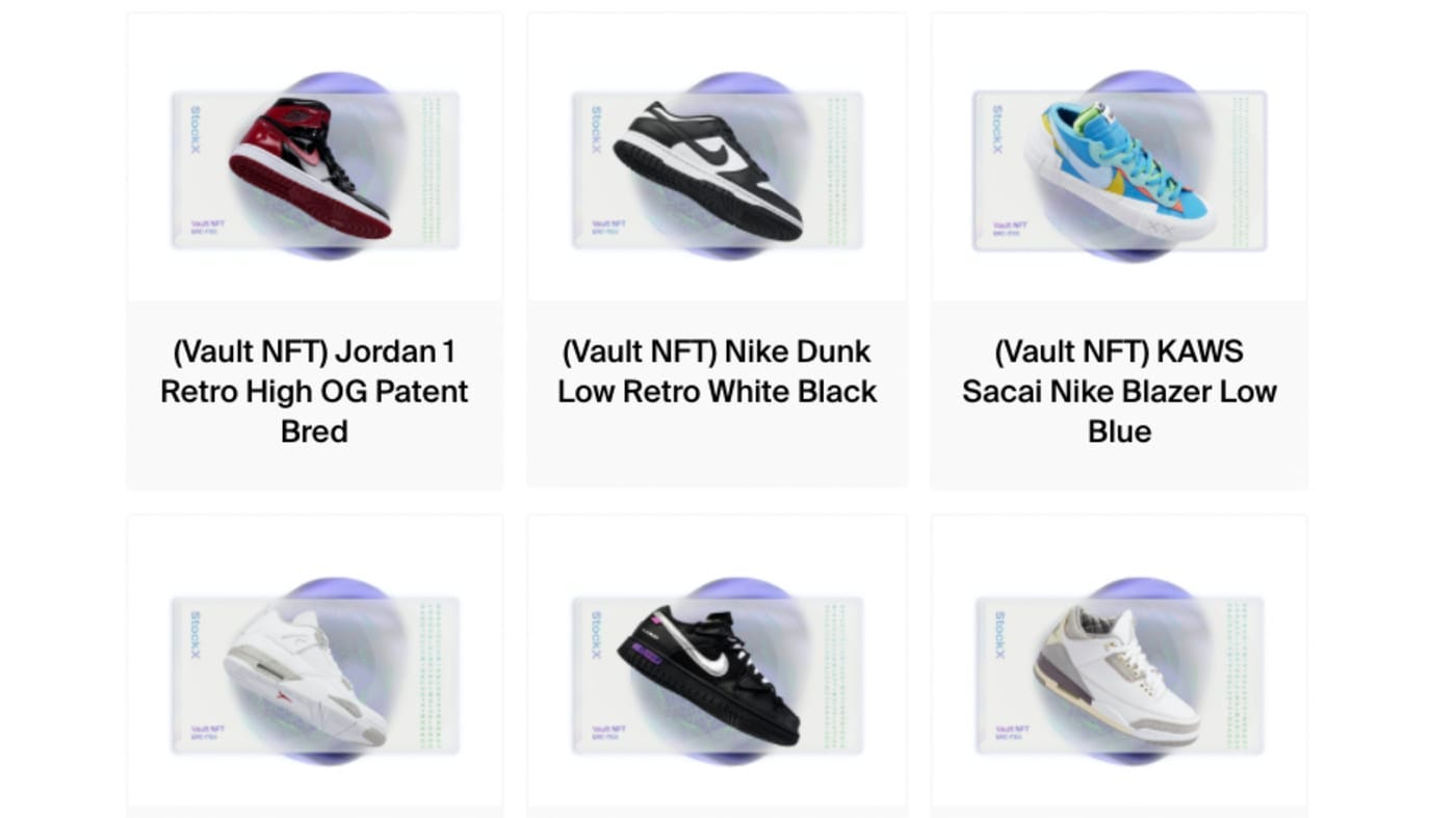 StockX Vault NFT Sneakers
