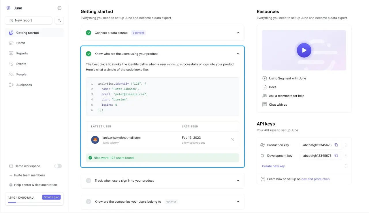 June onboarding hub screenshot June onboarding hub screenshot
