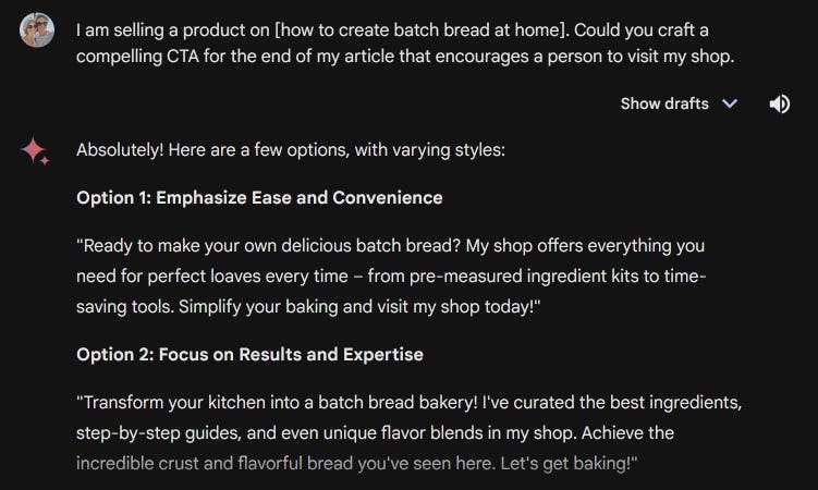 google Gemini call to action prompts