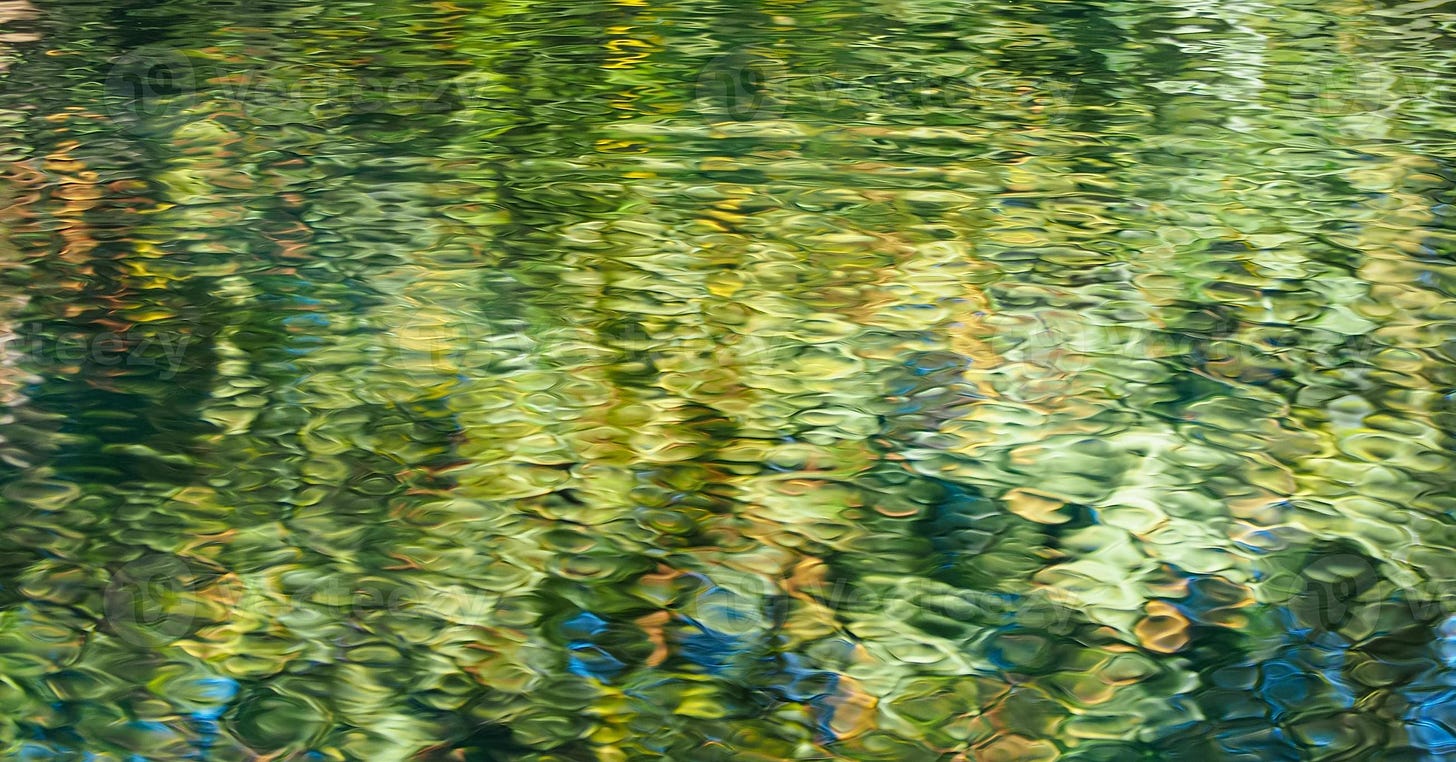 Reflections in ripples on the surface of a garden pond 2438106 Stock Photo  at Vecteezy