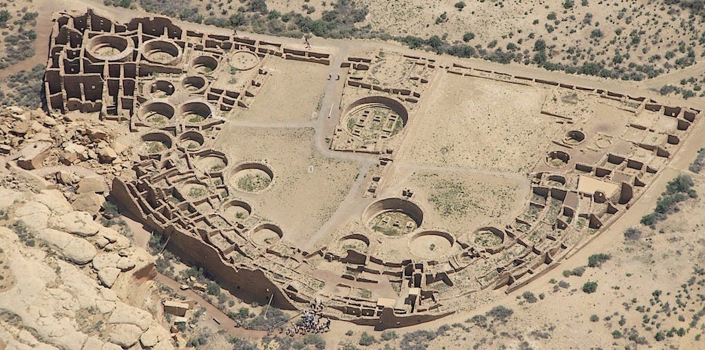 Aerial view of Pueblo Bonito in Chaco Culture National Historical Park (Photo by John Wiley / CC BY 3.0 license) Aerial view of Pueblo Bonito in Chaco Culture National Historical Park (Photo by John Wiley / CC BY 3.0 license)