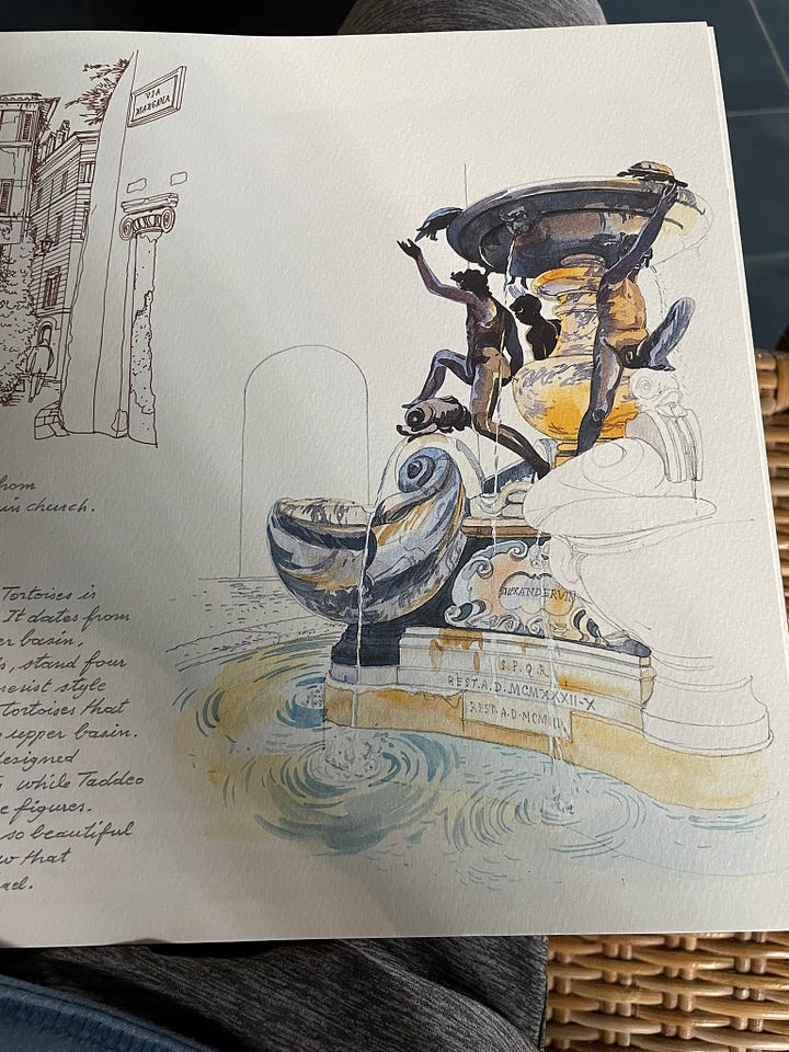 The book displays beautiful illustration and story about the city of Rome