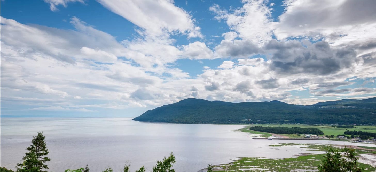 Scenic view of the St. Lawrence River and mountains in Charlevoix