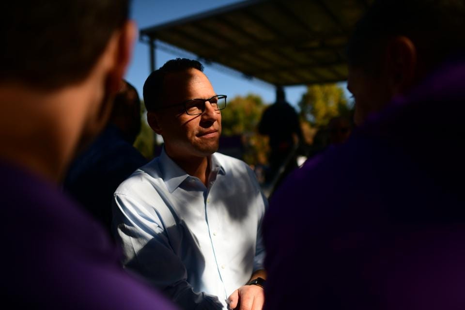Gubernatorial Candidate Josh Shapiro Campaigns With John Fetterman In Philadelphia