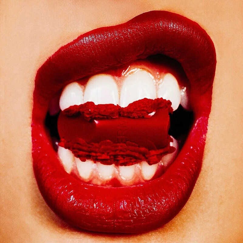 Tyler Shields | Indulgence - Lipstick in mouth (2024) | Available for Sale  | Artsy