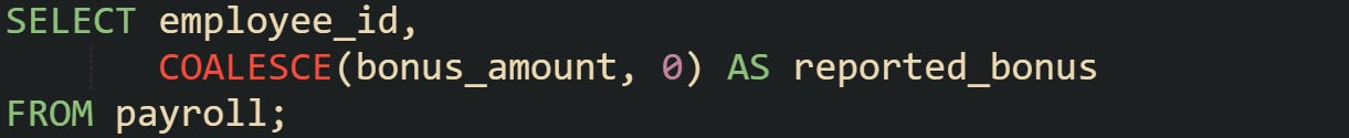 Using COALESCE to Pick the First Non Null Value