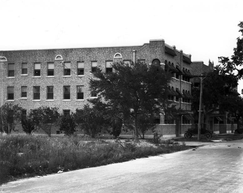 Martina Apartments looking northwest from SE First Avenue.