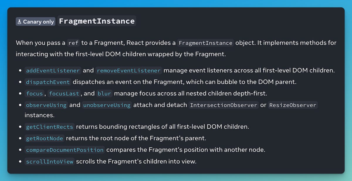 React Docs - <Fragment ref>