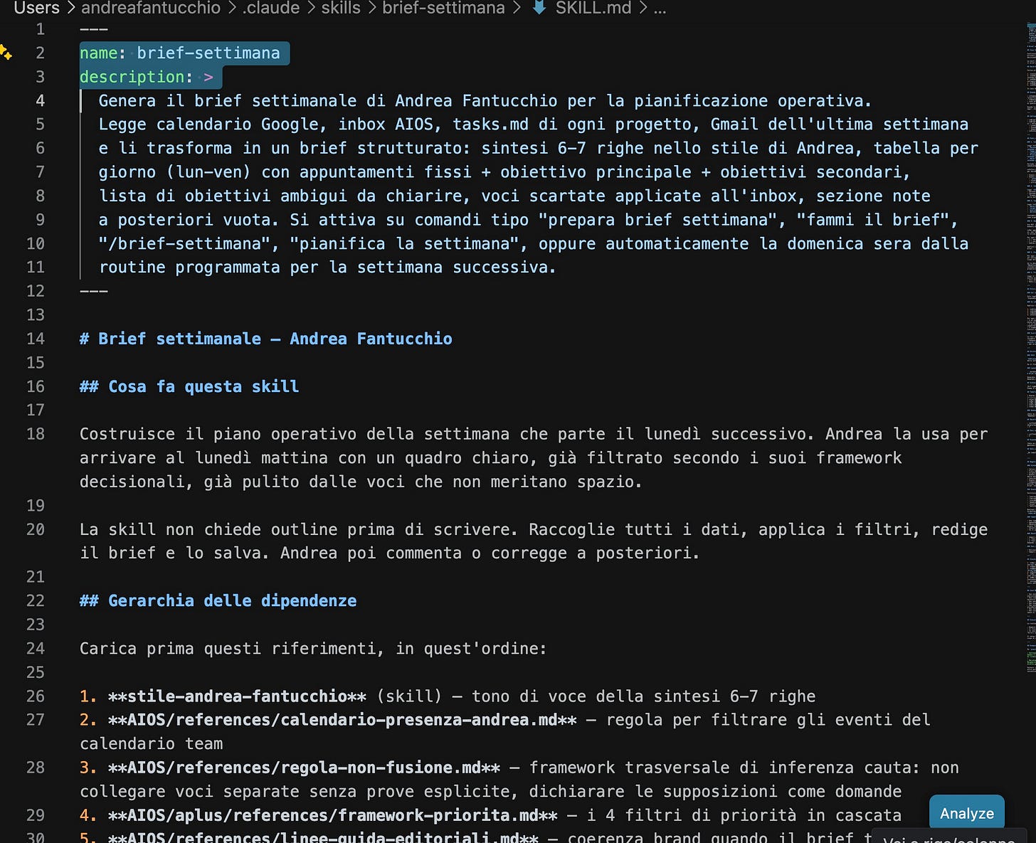Esempio di Skill in Visual Studio Code. Esempio di Skill in Visual Studio Code.