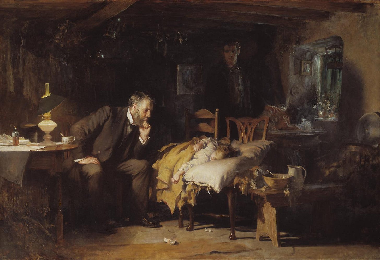 Painting, "The Doctor" is an 1891 painting by Luke Fildes
