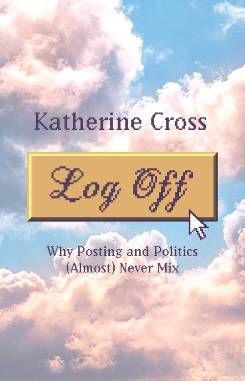 A book cover with clouds and the phrase "Log Off" at the center. A book cover with clouds and the phrase "Log Off" at the center.