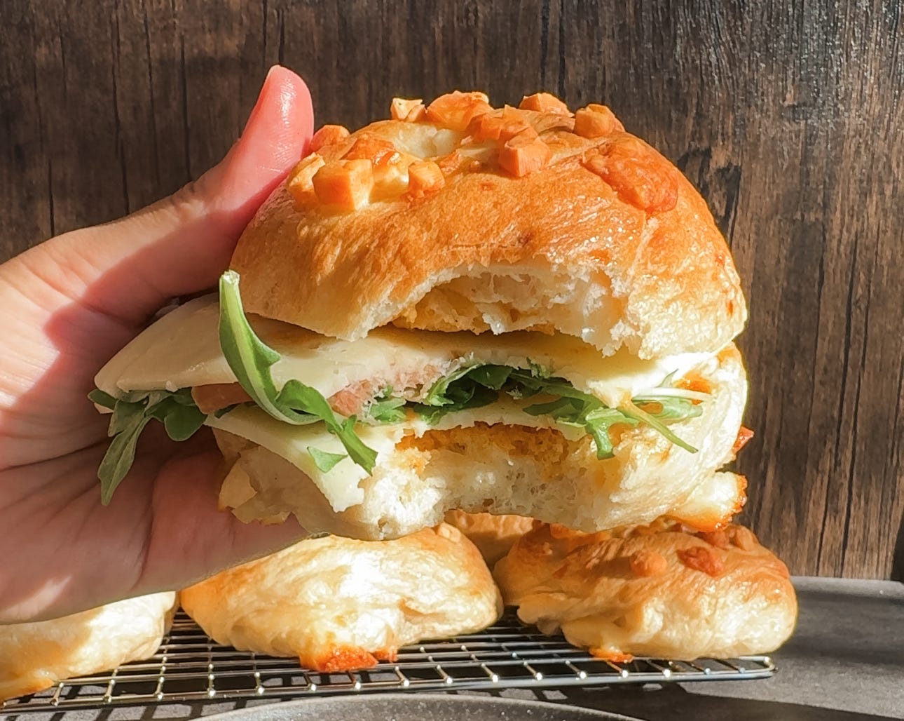 asiago bagel sandwich