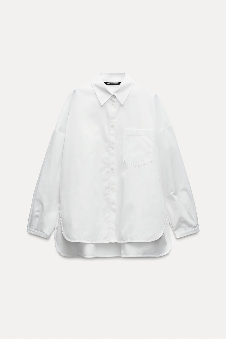 Zara OVERSIZED SHIRT WITH VENTS - White - Image 3