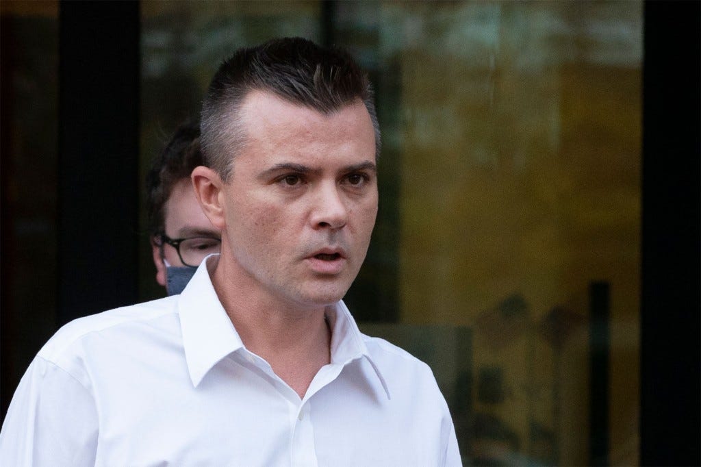 Analyst Igor Danchenko, who was charged with lying to the FBI, leaves Albert V. Bryan United States Courthouse in Alexandria, Va. on Nov. 4, 2021. Analyst Igor Danchenko, who was charged with lying to the FBI, leaves Albert V. Bryan United States Courthouse in Alexandria, Va. on Nov. 4, 2021.