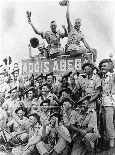 The South African Transvaal Scottish Regiment at Addis Ababa, Abyssinia, April 6, 1941. These were the first men to liberate a capital city from Axis control during WWII.