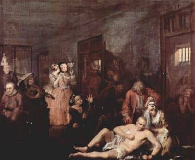 The Interior of Bedlam (Bethlem Royal Hospital), from ‘A Rake’s Progress’ by William Hogarth, 1763. The Interior of Bedlam (Bethlem Royal Hospital), from ‘A Rake’s Progress’ by William Hogarth, 1763.