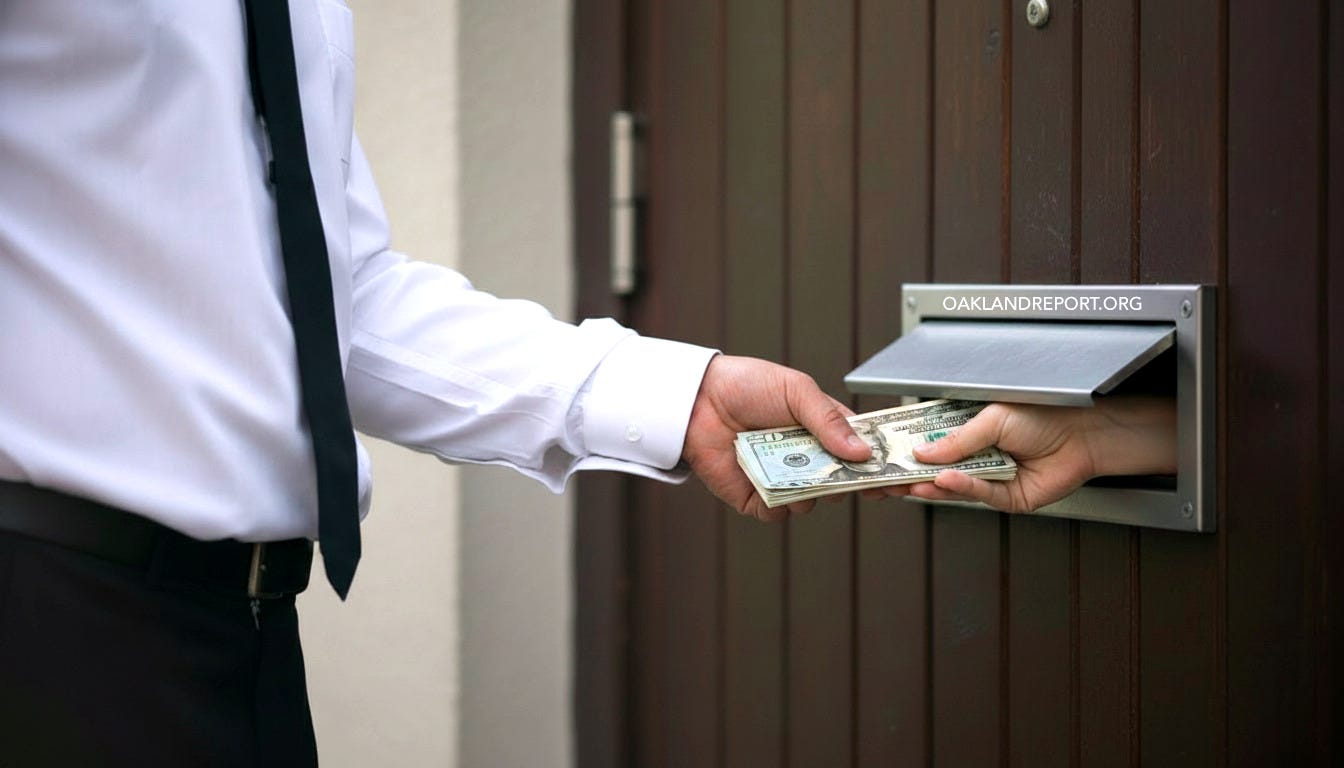 Oakland’s rent control law bans charging parcel taxes to renters. But two-thirds of the city’s rental housing is exempt from rent control, and parcel taxes can hit even rent-controlled tenants through turnover, fair-return petitions and other mechanisms. (Image source: Oakland Report / Adobe Stock)