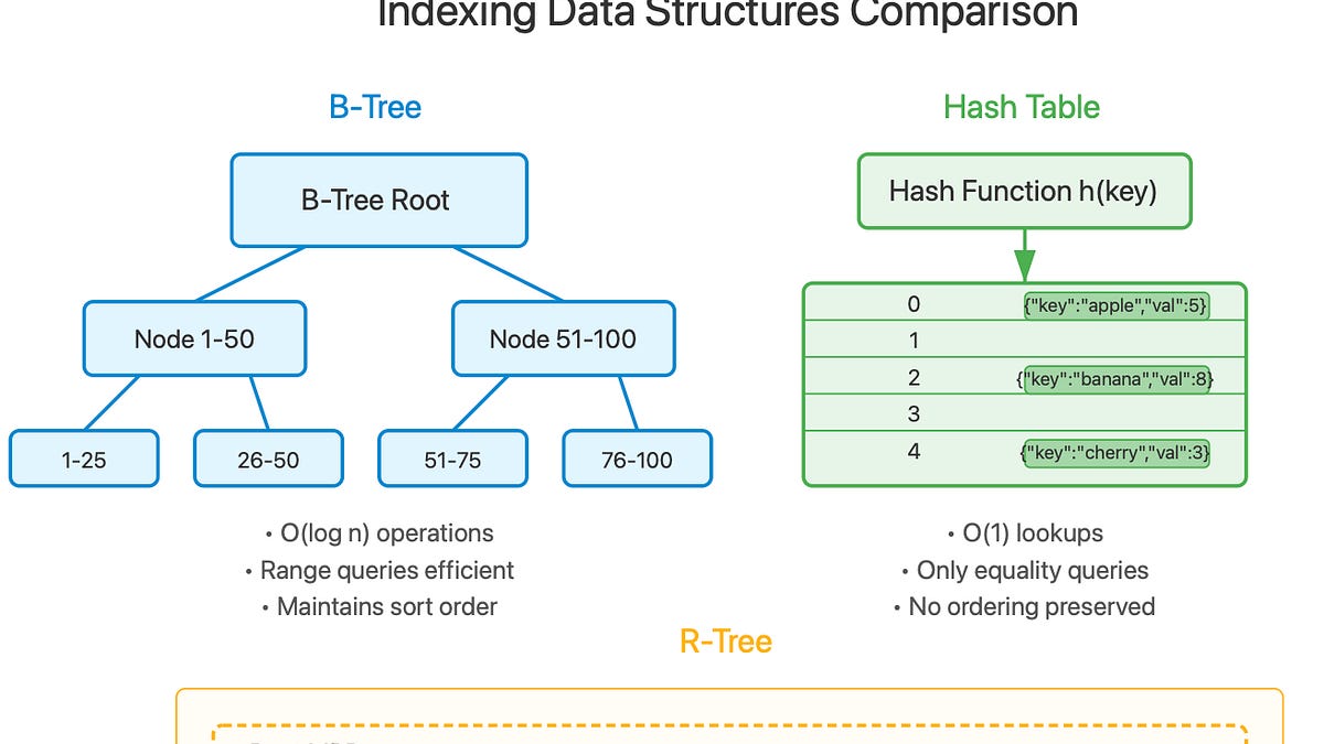 Indexing Strategies: B-Trees, Hash Tables, and R-Trees