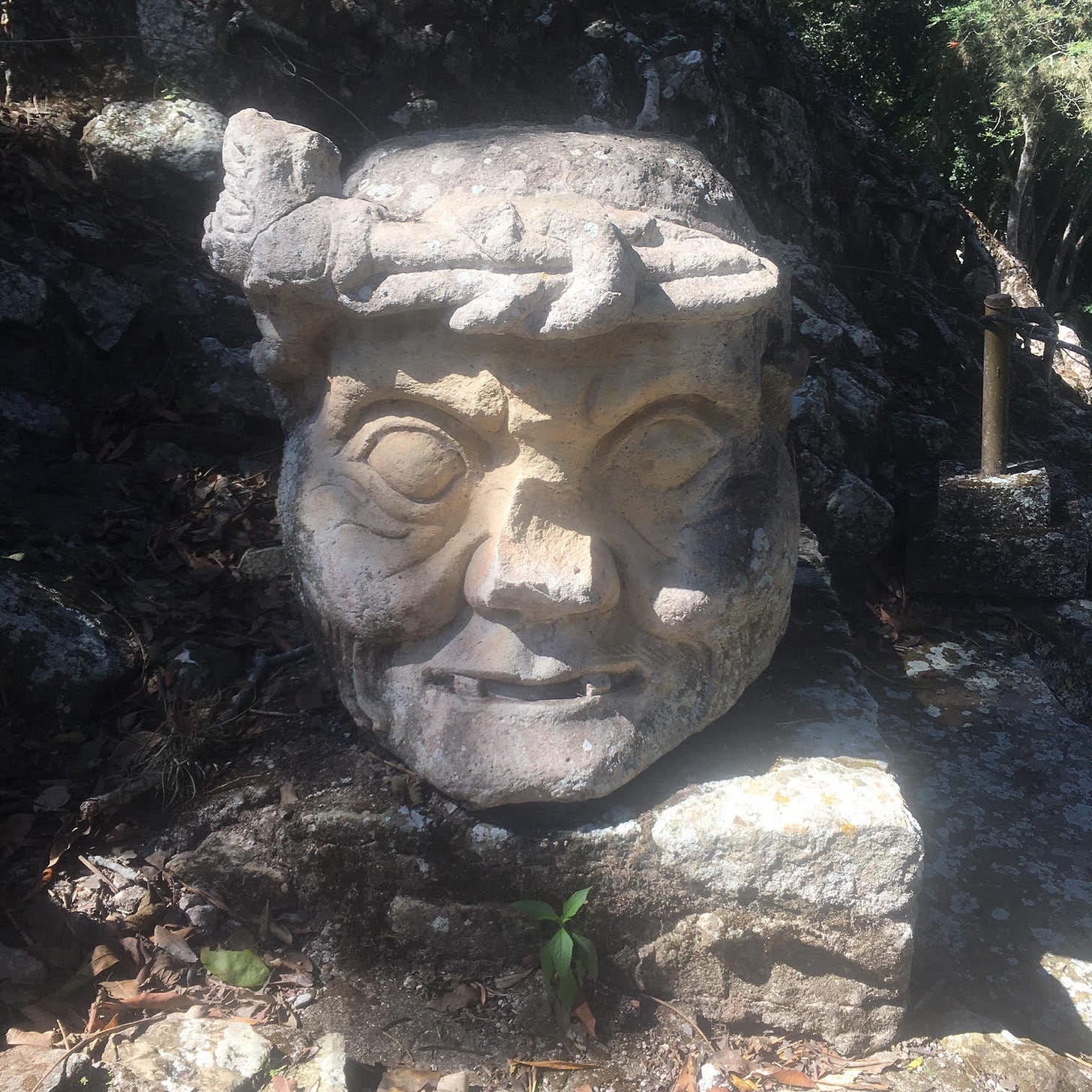 A wise old man, carved into rock some 1,200 years ago