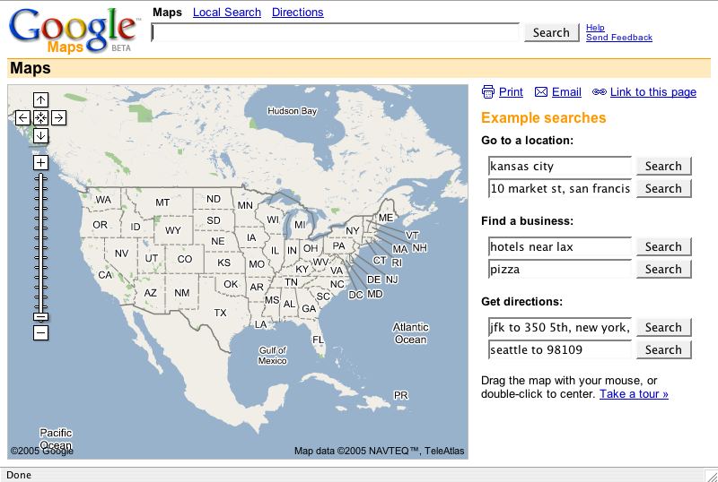 Google Maps Beta version (2004) Google Maps Beta version (2004)