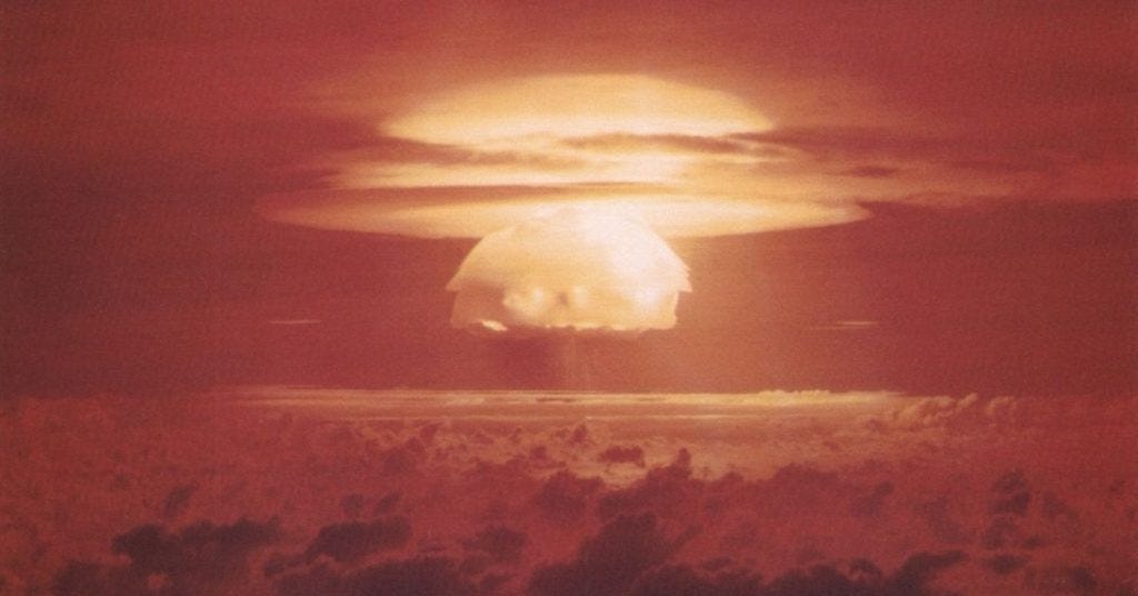 The blast from the 1954 nuclear test on Bikini Atoll The blast from the 1954 nuclear test on Bikini Atoll