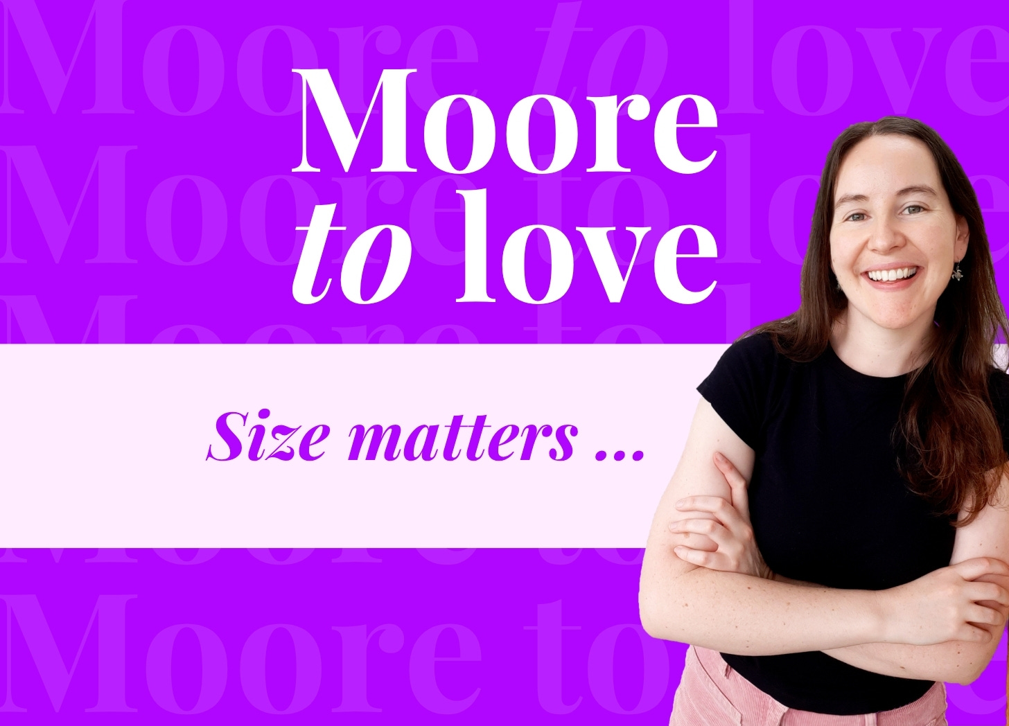 Purple banner with a photo of Georgia Moore, a white woman with brown hair.