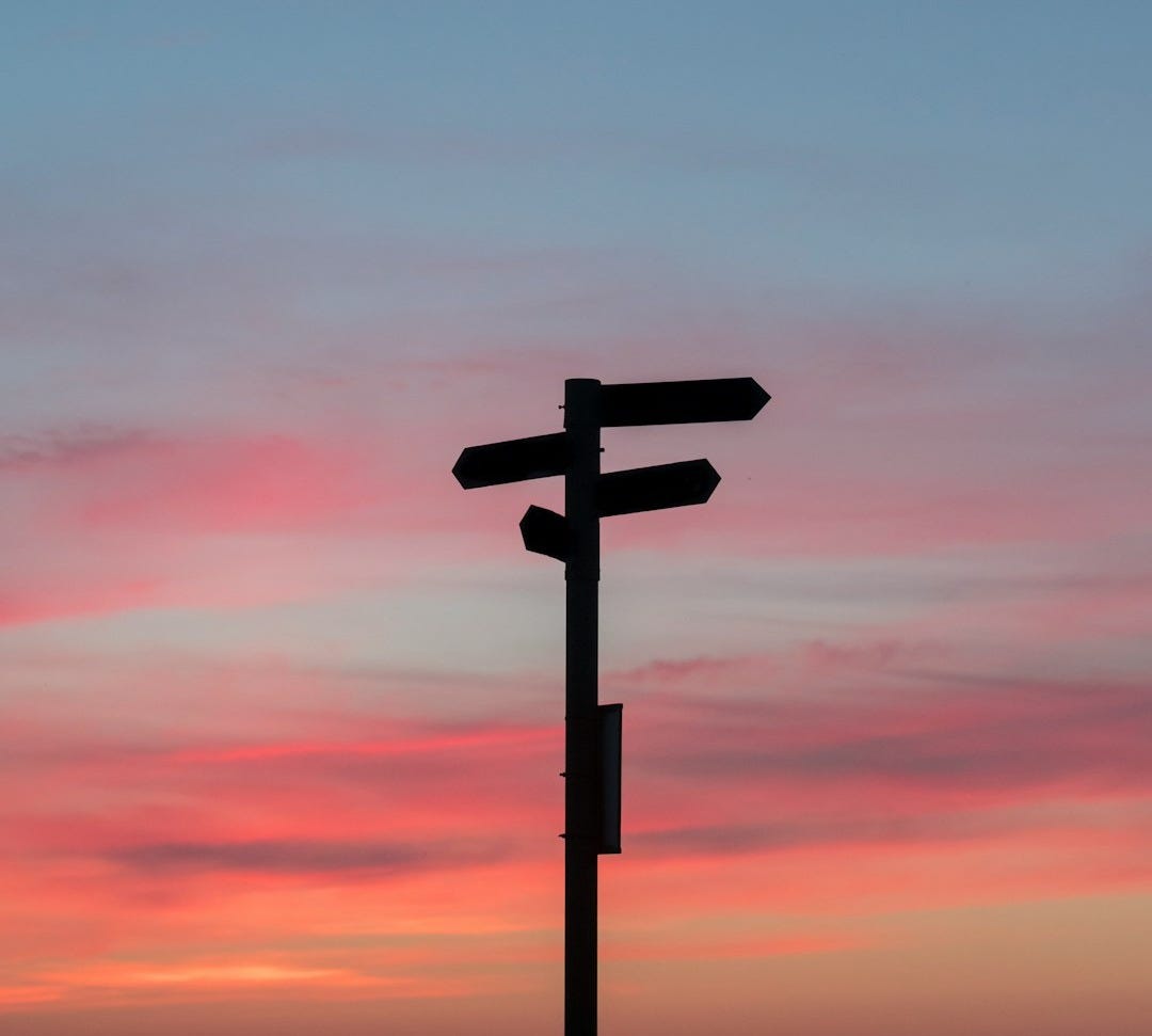 silhouette of a road signage during golden hour