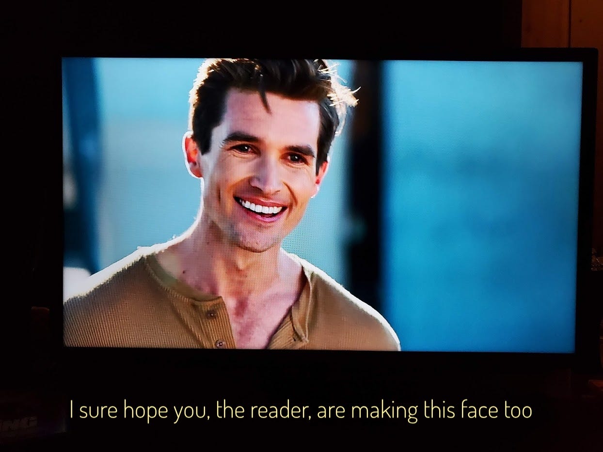 Jake looking happy but thunderstruck, captioned "I sure hope you, the reader, are making this face too"