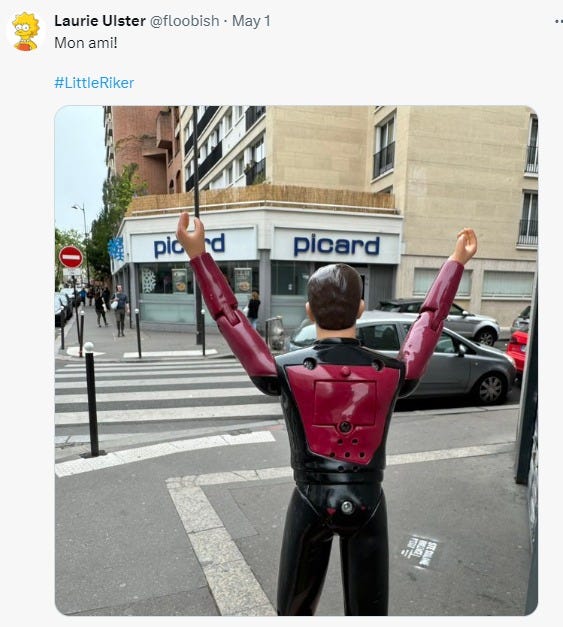 LIttle Riker finds a Picard store in France: Mon ami! 
