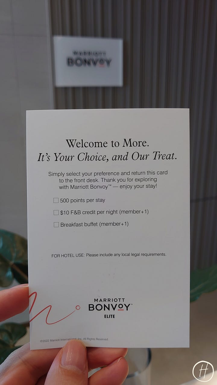 Marriott Bonvoy Platinum (and above) elite perks at Courtyard Sukhumvit 20