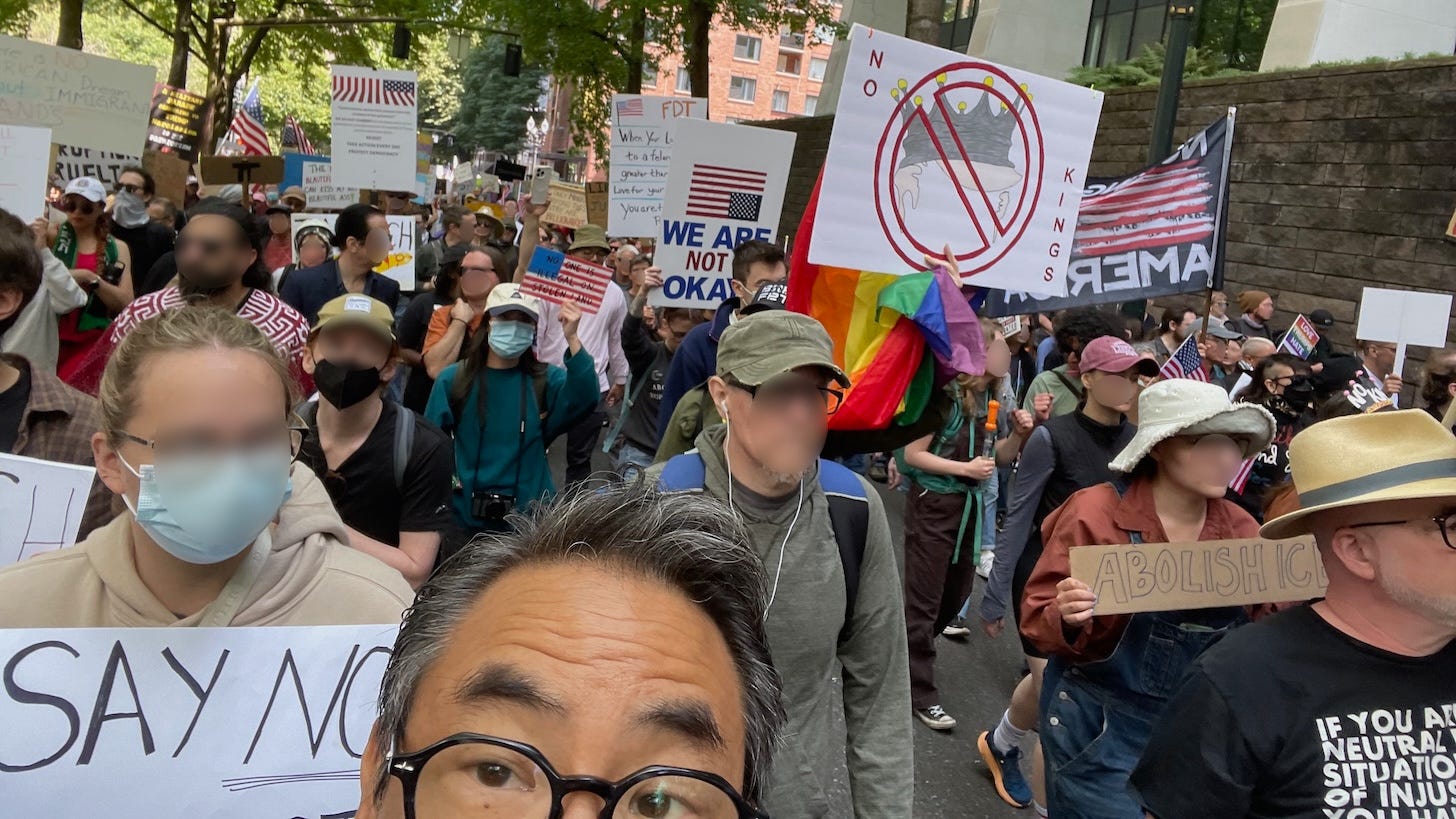 Looking behind me at the Portland #NoKings march