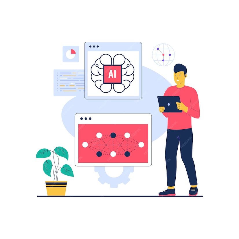 Premium Vector | Concept illustration of deep learning technology